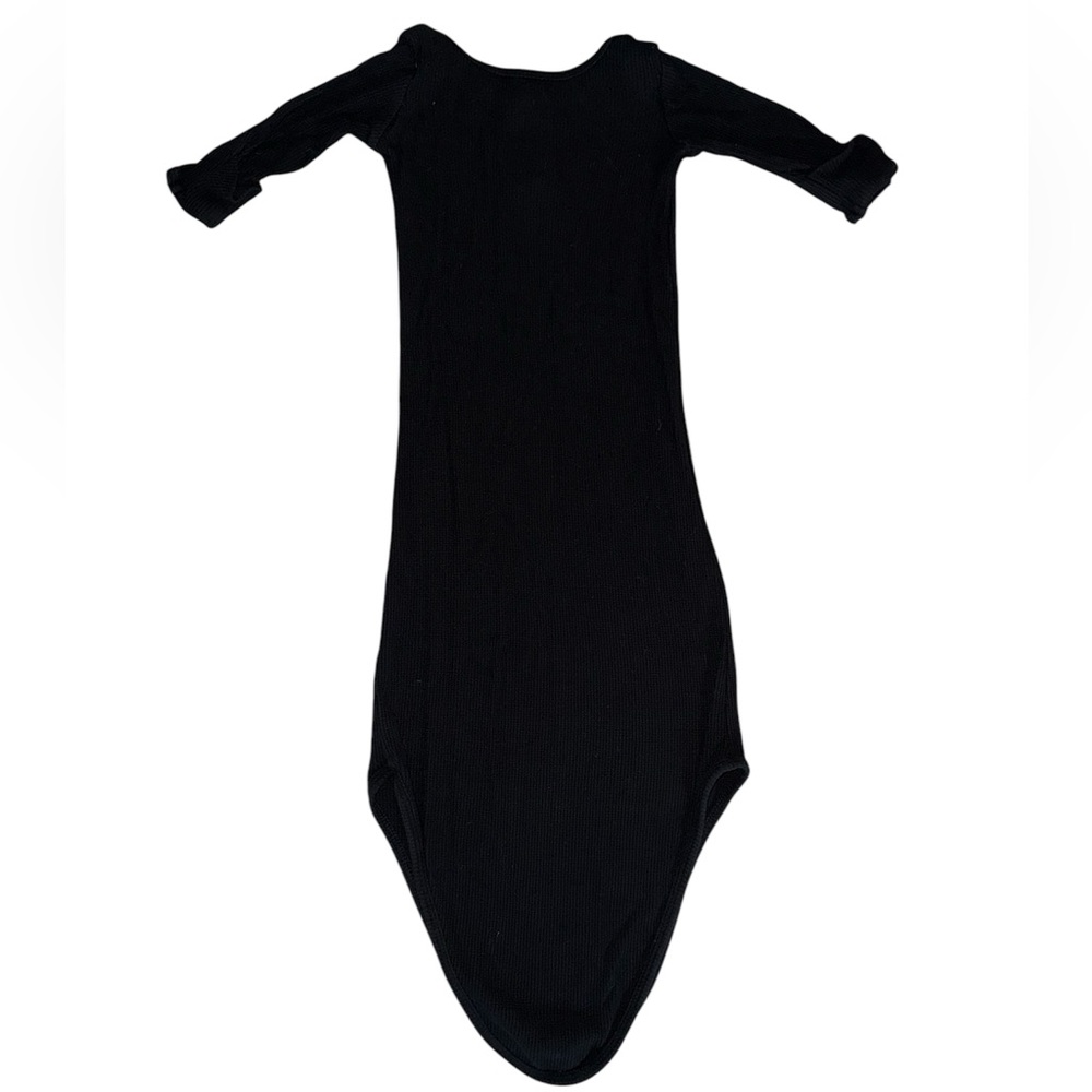 Caden Lane Black Knotted Baby Gown with Wooden Buttons - Picture 2 of 3